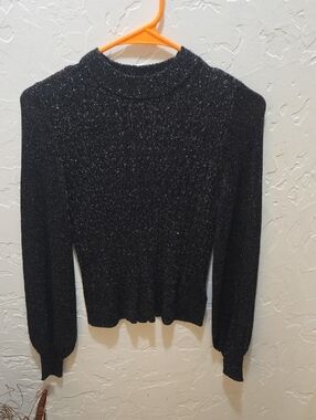 POPSUGAR Black Crewneck  Sweater with Subtle Sparkle